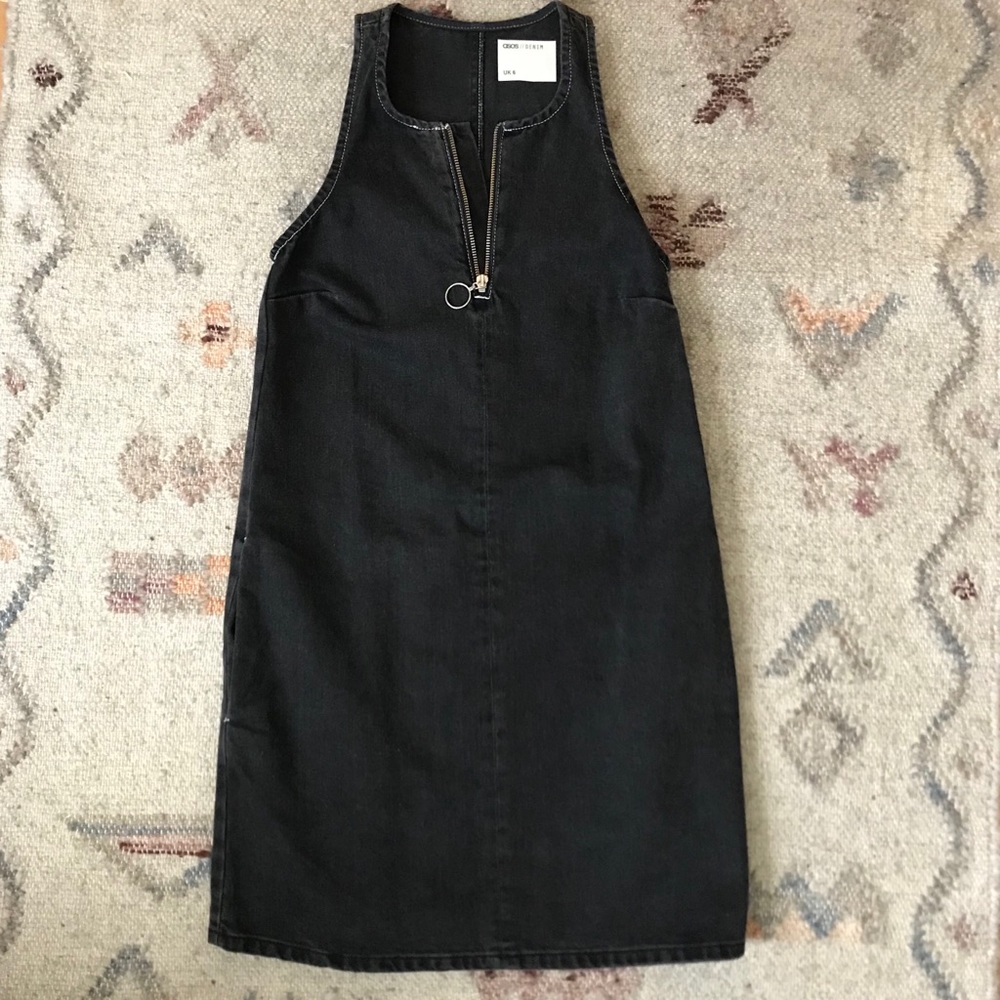 ASOS Denim Pinafore Dress with Zip